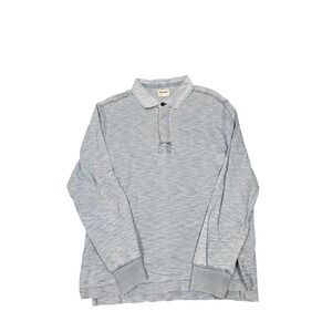 Todd Snyder Long Sleeve Polo Men Large Light Blue Slub Knit Cotton Rugged